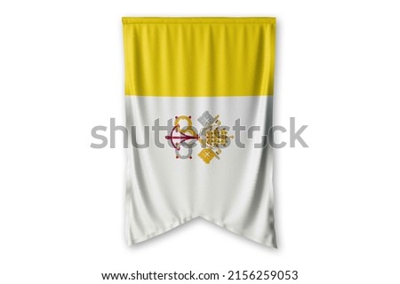 
Vatican-City-(Holy-See) flag hang on a white wall background. - image.