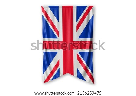 United Kingdom flag hang on a white wall background. - image.