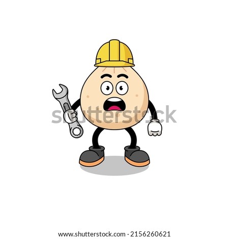 Character Illustration of meat bun with 404 error , character design