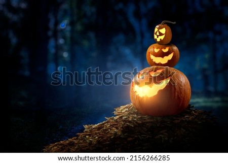 Halloween image with pumpkins . Mixed media