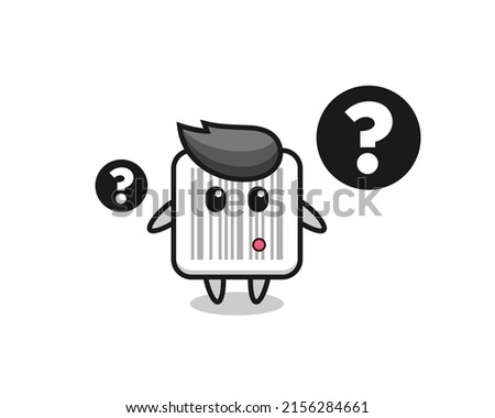 Cartoon Illustration of barcode with the question mark , cute design