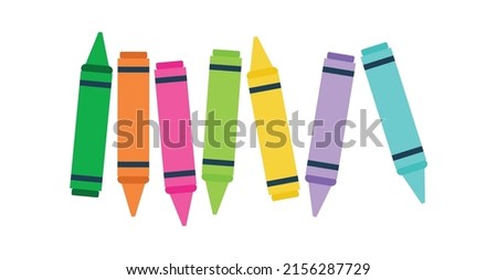 Set of Wax Crayon with flat style. Vector of Cartoon Crayons with colorful isolated on white background. Royalty-Free Stock Photo #2156287729
