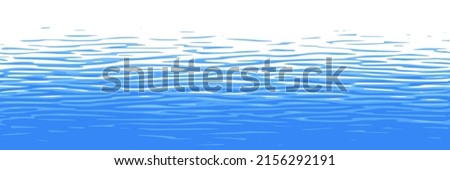Ripples and water waves, sea surface. Vector natural background, seamless border. Royalty-Free Stock Photo #2156292191