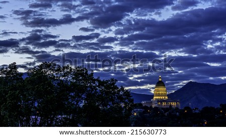 State capital of Utah at night 