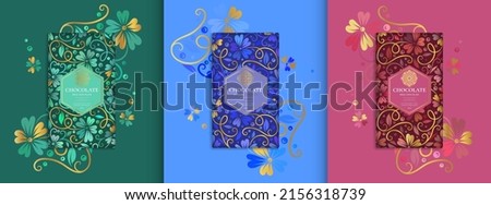 Luxury packaging design of chocolate bars. Vintage vector ornament template. Elegant, classic elements. Great for food, drink and other package types. Can be used for background and wallpaper. Royalty-Free Stock Photo #2156318739