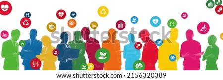 Group of multi national people and technology concept. Diversity. Sustainable development goals. SDGs. Royalty-Free Stock Photo #2156320389