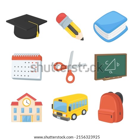 School Sign Emoji Icon Illustration. Classroom Vector Symbol Emoticon Design Clip Art Sign Comic Style.