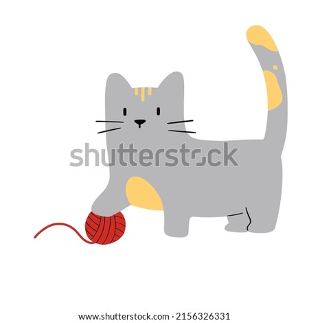 cute cat playing illustration character design 