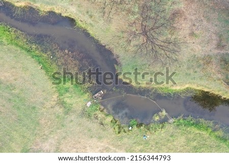 Aerial view of a wetland and water channels in it