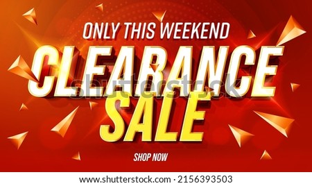 Clearance Sale banner with Promo Offer on dark background. Design poster with limited time clearance sale offer design. Vector banner template for sale promotion deal price in modern 3d design. Royalty-Free Stock Photo #2156393503