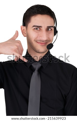 Call Center Man with Headset Isolated on White - Young man with headset isolated on a white background  