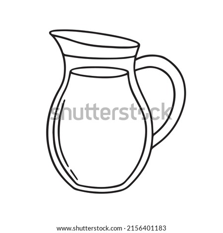 Hand drawn jug of milk or water. Doodle sketch style.  Vector illustration isolated on white background. Royalty-Free Stock Photo #2156401183