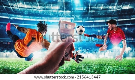 Online bet and analytics and statistics for soccer match Royalty-Free Stock Photo #2156413447