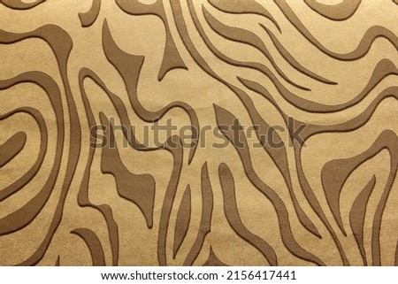 Wave pattern on carved texture of grunge background, brown color, abstract 3d illustration.