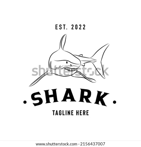 Shark fish logo, company logo design idea, vector illustration