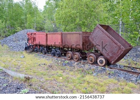 Abandoned mining carts and track in Cobalt area during Summer