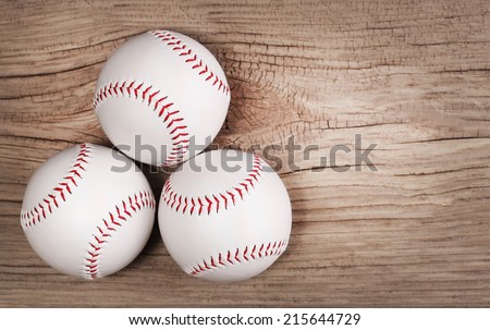 Baseball. Balls on wood background with copy space. 