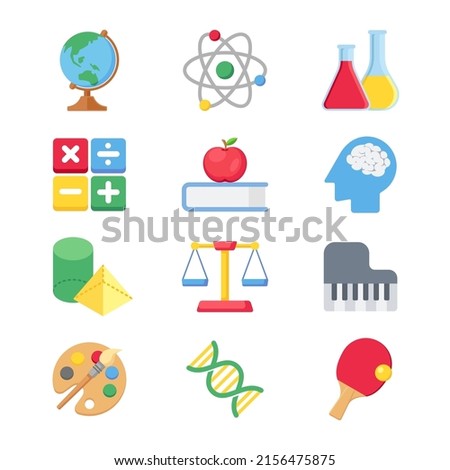 Education Icon with flat round cartoon style isolated on white background.