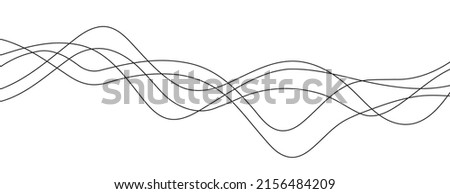 Line curve waves flow pattern vector element design or abstract dynamic stroke linear graphic rays black as liquid audio sound stream or energy tech trail texture, digital geometric motion modern