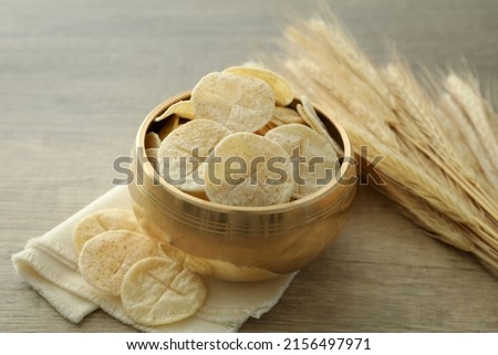 Concept or composition of Eucharist, close up Royalty-Free Stock Photo #2156497971