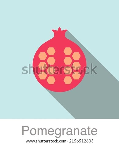 Pomegranate fruit flat icon, vector illustration