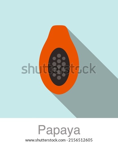 Papaya fruit flat icon, vector illustration