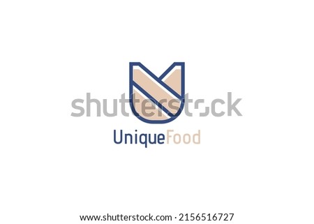 Letter U food logo design. Bakery vector logo concept. Letter U restaurant food logo design.