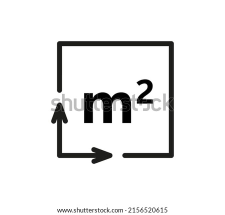 Square Meter icon. M2 sign. Flat area in square metres . Measuring land area icon. Place dimension pictogram. Vector outline illustration isolated on white background. Royalty-Free Stock Photo #2156520615