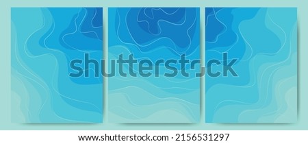 Abstract background of sea waves, ocean water, rivers, lakes. Template texture Aqua with a pattern of wavy lines. Great for covers, textile prints fabrics, wallpapers. Vector illustration. Royalty-Free Stock Photo #2156531297