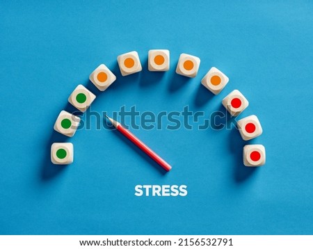 Stress level meter indicating low level of stress. Royalty-Free Stock Photo #2156532791