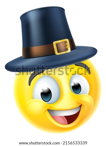 A thanksgiving pilgrim emoticon cartoon face icon