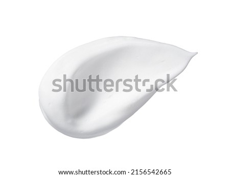 Skincare cleanser foam texture. Swatches of soap, shampoo and cleansing mousse foam on white background. Close-up of facial cleansing soap. Royalty-Free Stock Photo #2156542665