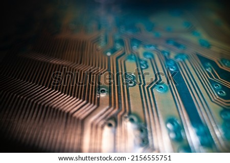 Circuit board background. Electronic circuit board texture. Computer technology, digital chip, electronic pattern. Tech texture. Technology system with digital data.