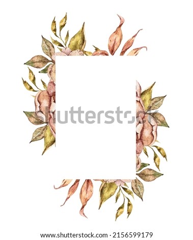 Watercolor boho dried flower bouquet wreath illustration isolated on white bcakground. Fall floral clipart for wedding invitation, Halloween decoration, Thanksgiving cards