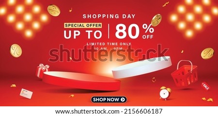 Shopping day Sale banner template design for web or social media. Royalty-Free Stock Photo #2156606187