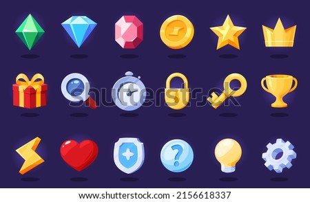 Set of icons for games and applications. GUI elements for applications and games. Vector illustration Royalty-Free Stock Photo #2156618337