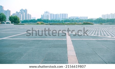 City Square, horizon, floor tiles under the sunset, geometry and architecture