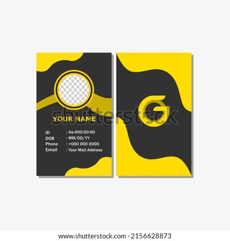 simple and modern style ID card design with yellow color.