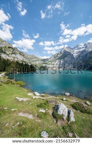 Oeschinensee (Oeschinen Lake) in summer, Bernese Oberland, Switzerland Royalty-Free Stock Photo #2156632979