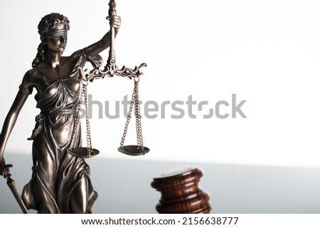 Justice symbols isolated on white background.