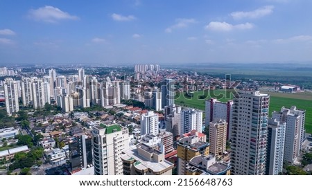 Aerial view of Sao Jose dos Campos, Sao Paulo, Brazil. Ulysses Guimaraes Square. With residential buildings in the background.