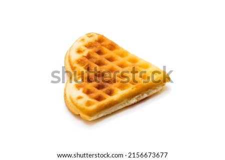 Heart-shaped waffle on a white background