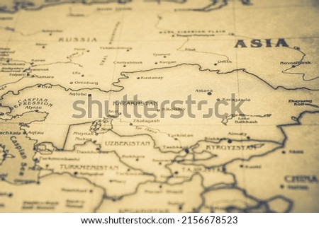 Kazakhstan on the map background Royalty-Free Stock Photo #2156678523