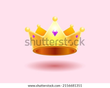 Crown with purple gems. Vector illustration for game design project