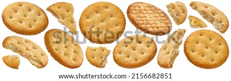 Round cracker isolated on white background Royalty-Free Stock Photo #2156682851