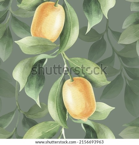 Watercolor seamless pattern with lemon isolated.