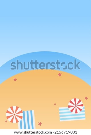 summer beach poster template with bright blue sky and holiday mood