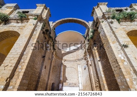 Remains of Our Lady of Angels and Venus Temple in Salemi town located in south-western part of Sicily Island, Italy