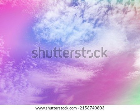 beauty sweet pastel blue purple colorful with fluffy clouds on sky. multi color rainbow image. abstract fantasy growing light