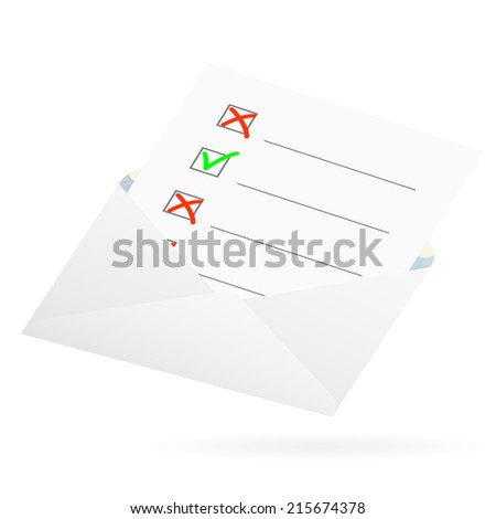 Checklist in an envelope. The vector illustration.
